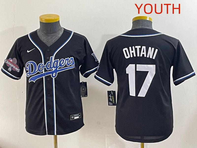 Youth 2025 Los Angeles Dodgers 17 Ohtani Black Three generations Fashion Nike MLB Jersey style 6